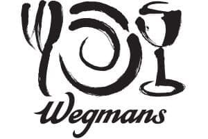 Black and white stylized logo with a fork, a plate, a wine glass, and the word 